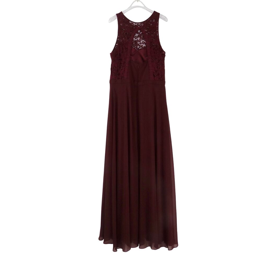 Bill Levkoff Burgundy Dress Sweetheart Halter Open Back Formal Maxi Dress 14 - Picture 4 of 9